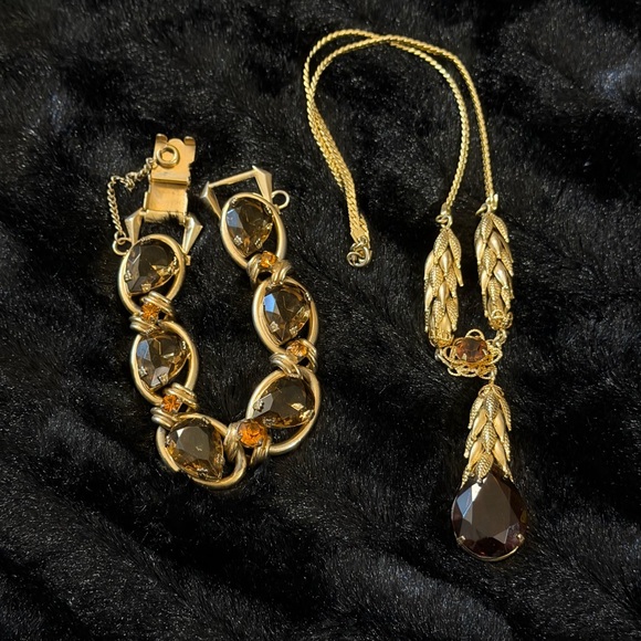 Vintage “Rare” Juliana? Goldtone Tubular Mesh Necklace Bracelet